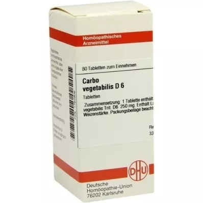 CARBO VEGETABILIS D 6 tabletter, 80 stk