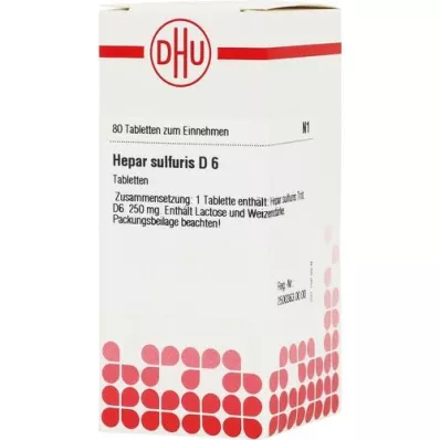 HEPAR SULFURIS D 6 tabletter, 80 stk