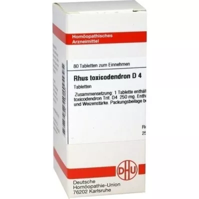 RHUS TOXICODENDRON D 4 tabletter, 80 stk
