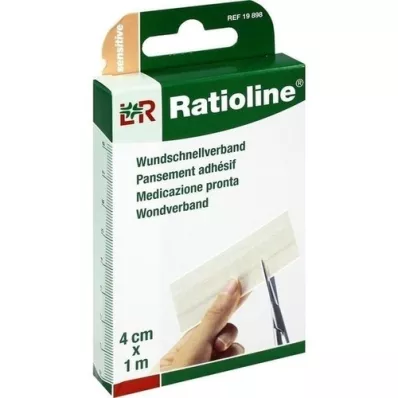 RATIOLINE følsom hurtig sårbandage 4 cmx1 m, 1 stk