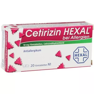 CETIRIZIN HEXAL Filmovertrukne tabletter til allergi, 20 stk