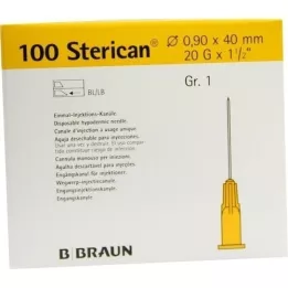 STERICAN Kanyler Luer-Lok 0,90x40 mm størrelse 1 gul, 100 stk