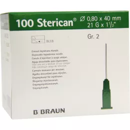 STERICAN Kanyler Luer-Lok 0,80x40 mm størrelse 2 grøn, 100 stk