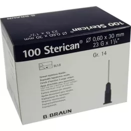 STERICAN Kanyler Luer-Lok 0,60x30 mm størrelse 14 blå, 100 stk