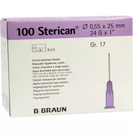 STERICAN Kanyler Luer-Lok 0,55x25 mm størrelse 17 lilla, 100 stk