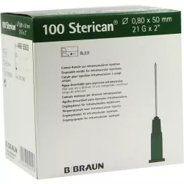 STERICAN Kanyler 21 Gx2 0,8x50 mm, 100 stk