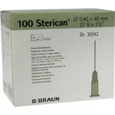 STERICAN Tanddåse Luer 0,4x40 mm, 100 stk