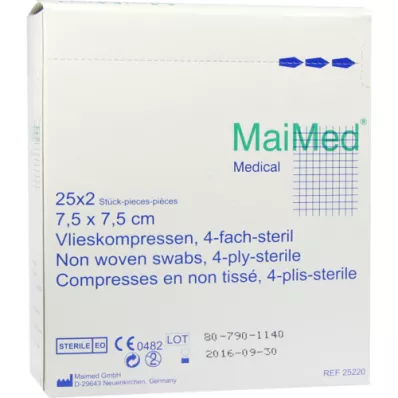 VLIESKOMPRESSEN 7,5x7,5 cm steril, 25X2 stk