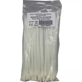 WATTESTÄBCHEN Plast lille hoved 15 cm, 100 stk