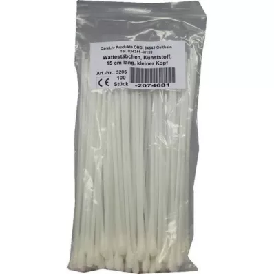 WATTESTÄBCHEN Plast lille hoved 15 cm, 100 stk