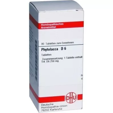 PHYTOLACCA D 6 tabletter, 80 stk