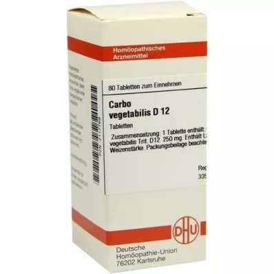 CARBO VEGETABILIS D 12 tabletter, 80 stk