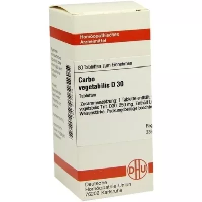 CARBO VEGETABILIS D 30 tabletter, 80 stk