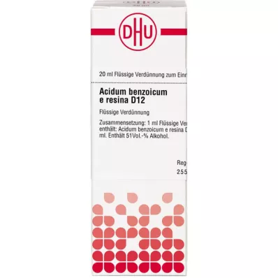 ACIDUM BENZOICUM E Resina D 12 Fortynding, 20 ml