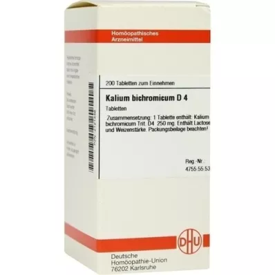 KALIUM BICHROMICUM D 4 tabletter, 200 stk