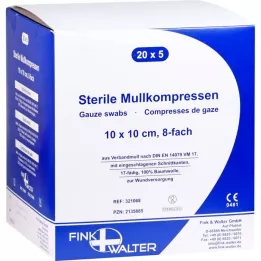 MULLKOMPRESSEN 10x10 cm steril 8-fold, 20X5 stk