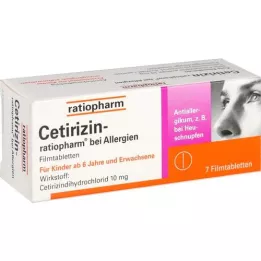 CETIRIZIN-ratiopharm til allergi 10 mg filmtablet, 7 stk