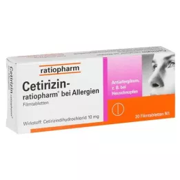 CETIRIZIN-ratiopharm til allergi 10 mg filmtablet, 20 stk