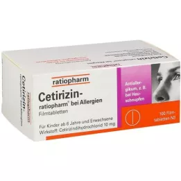CETIRIZIN-ratiopharm til allergi 10 mg filmtablet, 100 stk