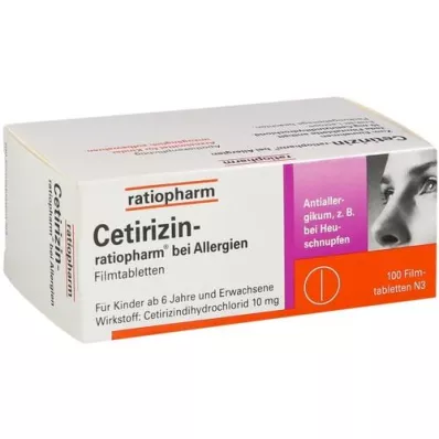 CETIRIZIN-ratiopharm til allergi 10 mg filmtablet, 100 stk