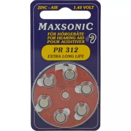 BATTERIEN til høreapparater Maxsonic PR312, 6 stk