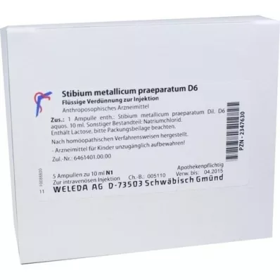 STIBIUM METALLICUM PRAEPARATUM D 6 ampuller, 5X10 ml