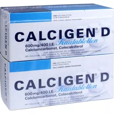 CALCIGEN D 600 mg/400 IE tyggetabletter, 200 stk