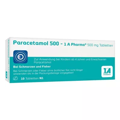 PARACETAMOL 500-1A Pharma-tabletter, 10 stk