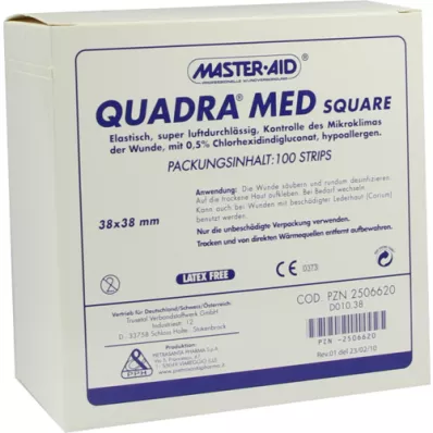 QUADRA MED kvadratisk 38x38 mm Strips Master Aid, 100 stk