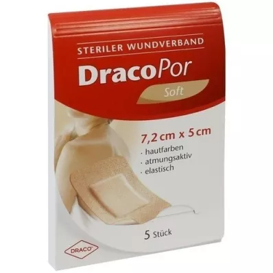 DRACOPOR Sårbandage 5x7,2 cm steril hudfarvet, 5 stk