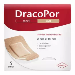 DRACOPOR Sårforbinding 8x10 cm steril hudfarvet, 5 stk