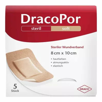 DRACOPOR Sårforbinding 8x10 cm steril hudfarvet, 5 stk