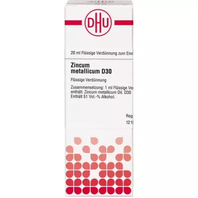 ZINCUM METALLICUM D 30 fortynding, 20 ml