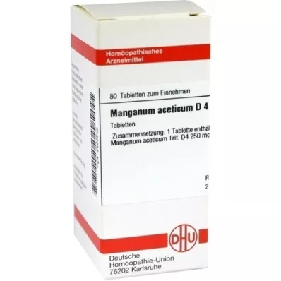 MANGANUM ACETICUM D 4 tabletter, 80 kapsler