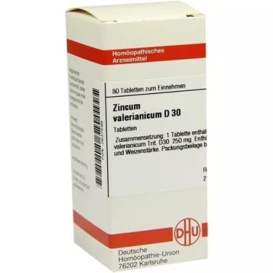 ZINCUM VALERIANICUM D 30 tabletter, 80 kapsler
