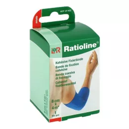 RATIOLINE akut fikseringsbandage kohæsiv 8 cmx4 m blå, 1 stk