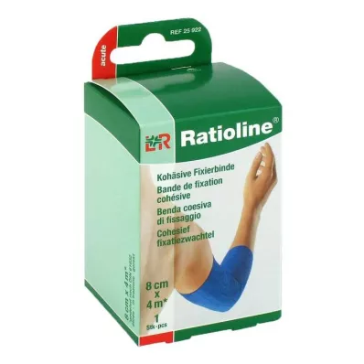 RATIOLINE akut fikseringsbandage kohæsiv 8 cmx4 m blå, 1 stk