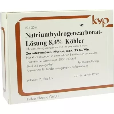 NATRIUMHYDROGENCARBONAT-Köhler 8,4% opløsning, 10X20 ml