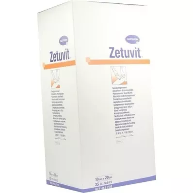 ZETUVIT Absorberende puder sterile 10x20 cm, 25 stk