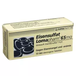EISENSULFAT Lomapharm 65 mg overtrukket tablet, 50 stk
