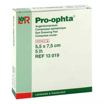 PRO-OPHTA Kompresser 5,5x7,5 cm sterile enkeltvis, 5 stk