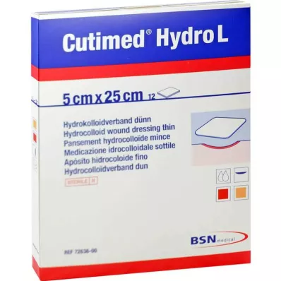CUTIMED Hydro L hydrokolloid bandage tynd 5x25 cm, 12 stk