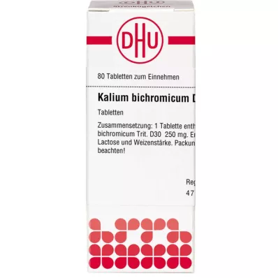 KALIUM BICHROMICUM D 30 tabletter, 80 kapsler