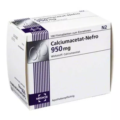 CALCIUMACETAT NEFRO 950 mg filmovertrukne tabletter, 100 stk CALCIUMACETAT NEFRO 950 mg filmovertrukne tabletter, 100 stk