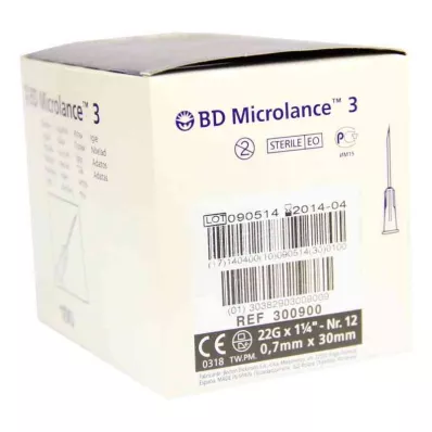 BD MICROLANCE Kanyle 22 G 1 1/4 0,7x30 mm, 100 stk