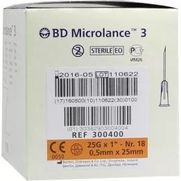 BD MICROLANCE Kanyle 25 G 1 0,5x25 mm, 100 stk
