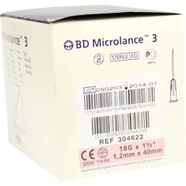 BD MICROLANCE Kanyle 18 G 1 1/2 40 mm trans., 100 stk