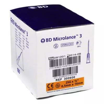 BD MICROLANCE Kanyle 25 G 5/8 0,5x16 mm, 100 stk BD MICROLANCE Kanyle 25 G 5/8 0,5x16 mm, 100 stk