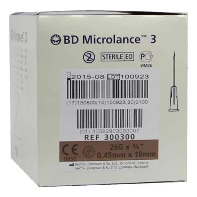 BD MICROLANCE Kanyle 26 G 3/8 0,45x10 mm, 100 stk BD MICROLANCE Kanyle 26 G 3/8 0,45x10 mm, 100 stk