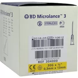 BD MICROLANCE Kanyle 30 G 1/2 0,29x13 mm, 100 stk